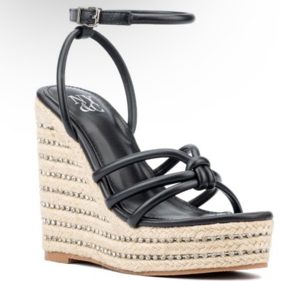 🌸NEW YORK & COMPANY🌸 Electra Rhinestone Embedded Wedge Sandal Size: 10 - Picture 1 of 13